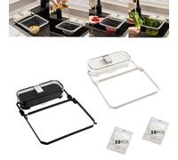 Suction Cup Sink Strainer,Suction Type Kitchen Food Catcher Filter,Sink Drain Strainer Basket For Food Waste, Residue Filter with 50 Filter Mesh Bags (Black + White)