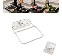 Suction Cup Sink Strainer,Suction Type Kitchen Food Catcher Filter,Sink Drain Strainer Basket For Food Waste, Residue Filter with 50 Filter Mesh Bags (White)