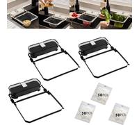 Suction Cup Sink Strainer,Suction Type Kitchen Food Catcher Filter,Sink Drain Strainer Basket For Food Waste, Residue Filter with 50 Filter Mesh Bags (Black 3Pcs)