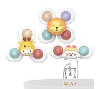 Suction Cup Spinner Toys - 3 Pack Rotating Sensory Fidget Toys for Kids | Montešsori Bath Toy Set | ABS PP Babŷ Busy Toy for Travel Car High Chair Classroom Kindergarten