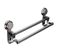 Suction Cup Towel Bar - Double Pole No-Drill Wall-Mounted Rack | Bathroom, Shower, Glass, Mirror, Tile, Door, Apartment, and Home Towel Holder | Easy Install, Rust-Free Design