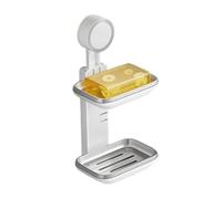 Suction Soap Holder - Wall Mounted Double Layer Dish, No Drill Soap Tray with Strong Suction Cups, Detachable Bar Saver for Shower Bathroom Kitchen Sink, Storage Organizer for Home Apartment Dorm Use