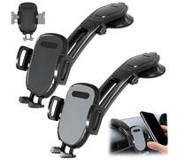 Suction Type Downward Bending Phone Mount, Car Suction Cup Phone Mount, with One-Touch Release Clamp, Universal Car Windshield Silicone Suctions Cup 360 Degree Mounts Holder Stand (Black+Gray)