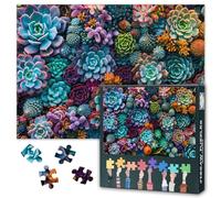 Suculentas 1000 piezas rompecabezas para adultos, rompecabezas de 1000 piezas difíciles y desafiantes plantas verdes, 27,5 x 19,7 pulgadas, juego de rompecabezas familiar para noches de juegos (serie