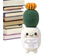 Suculentas Emocionales De Ganchillo - Decoración De Oficina Para Sentirse Bien, De Cactus De Punto Hecho A Mano, 13 Cm De Alto + 5 Cm De Ancho De Base, Escultura Textil De Lana Virgen - Para Es