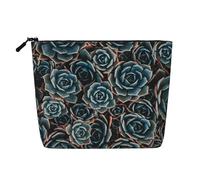 Suculentas Frescas Impresas,Neceser de Maquillaje de imitación Lino, Neceser de Viaje portátil