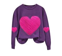Sudadera acogedora para el día de San Valentín para mujer, primavera y otoño, nueva moda, con estampado de amor, manga larga, trajes con capucha para regalos 2026, Morado (, M