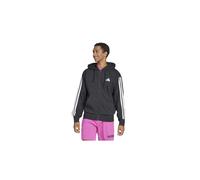 adidas Uomo Essential Three Stripes French Terry Fullzip Hoodie, Black/White, L