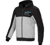 Alpinestars Chrome V2 Duo Sport Sudadera con capucha y cremallera para motocicleta, Gris/negro/azul, Talla XL
