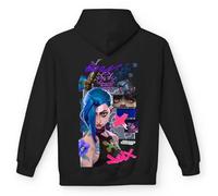 Sudadera Arcane Jinx - League of Legends | Sudadera con Capucha Unisex Negra | Made in Italy para entusiastas de los videojuegos y del anime |, negra, X-Small