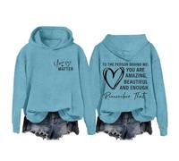 Sudadera básica con capucha Behind Me Dear Person Behind Me You Are Amazing Enough Sudaderas unisex para mujer, azul celeste, XL