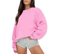 Sudadera básica con capucha para mujer, cuello de gran tamaño, holgada, manga larga, ligera, blusa suelta, lindos trajes de invierno para mujer, rosa, XXL