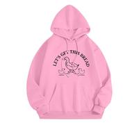 Sudadera básica con capucha suelta Let's Get This Bread otoño e invierno, nueva versión coreana con sombrero y parte superior de terciopelo, sudaderas lindas para mujer, rosa, M