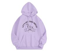 Sudadera básica con capucha suelta Let's Get This Bread otoño e invierno, nueva versión coreana con sombrero y parte superior de terciopelo, sudaderas lindas para mujer, Morado (, M