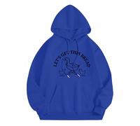 Sudadera básica con capucha suelta Let's Get This Bread otoño e invierno, nueva versión coreana con sombrero y parte superior de terciopelo, sudaderas lindas para mujer, azul, L