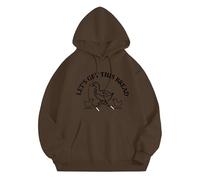 Sudadera básica con capucha suelta Let's Get This Bread otoño e invierno, nueva versión coreana con sombrero y parte superior de terciopelo, sudaderas lindas para mujer, marrón, S