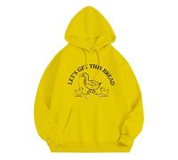 Sudadera básica con capucha suelta Let's Get This Bread otoño e invierno, nueva versión coreana con sombrero y parte superior de terciopelo, sudaderas lindas para mujer, amarillo, XL