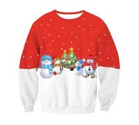 Sudadera básica Cuello Redondo Sudadera con Cuello Redondo y Estampado Digital 3D para Hombre con la Frase Happy Christmas Day