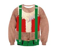 Sudadera básica Cuello Redondo Sudadera con Cuello Redondo y Estampado Digital 3D para Hombre con la Frase Happy Christmas Day