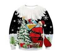 Sudadera básica Cuello Redondo Sudadera con Cuello Redondo y Estampado Digital 3D para Hombre con la Frase Happy Christmas Day