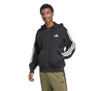adidas Hombre Essential Three Stripes Fleece Zipper Hoodie, Black/White, XL