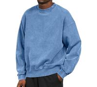 Sudadera básica vintage para hombre, cuello redondo, sin capucha, sudadera clásica de manga larga, ajuste holgado, sudaderas cálidas de primera calidad, suaves al tacto, suéteres casuales de calidad