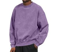 Sudadera básica vintage para hombre, cuello redondo, sin capucha, sudadera clásica de manga larga, ajuste holgado, sudaderas cálidas de primera calidad, suaves al tacto, suéteres casuales de calidad