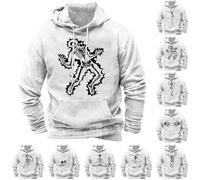 Sudadera blanca con capucha para hombre, sudadera con estampado de esqueleto, sudadera de manga larga, sudadera con capucha con bolsillo canguro, sudadera casual con capucha para Halloween, disfraz de