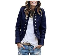 Sudadera blazer mujer militar - Chaqueta de lana elegante chaqueta de traje corta blazer con botones delante blazer otoño verano chaqueta de entretiempo cuello alto cárdigan business traje blazer de