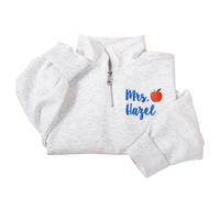 Sudadera bordada con cremallera de un cuarto para el día del profesor, personalizada con tu elección y bordado para un toque único