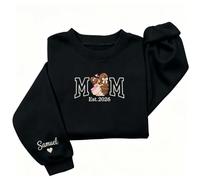 Sudadera Bordada Personalizada con Retrato de Pareja, Regalo para Parejas | Sudadera Bordada con Retrato de Foto, Texto y Nombre Personalizados en Manga, XS-4XL