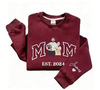 Sudadera bordada personalizada para mamá,cuello redondo personalizado con nombres,Sudadera con capucha bordada con foto personalizada,regalo para mamá,abuela,regalo de cumpleaños para el día de la
