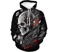 Sudadera capucha hombre manga larga estampado calavera rosa-fuego informal