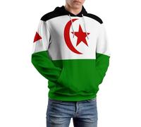 Sudadera Capucha Mujeres y Hombres Talla Unisex Deportivo para Invierno Sáhara Occidental Bandera Nacional Bolsillo Tipo Canguro, Cuello Redondo,Blanco,2XL