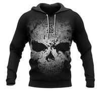 Sudadera Capucha Personalizada Calavera de Mitología Vikinga, Armadura Guerrero Nórdico Impresión 3D Sudadera de Bolsillo Grande Hip Hop Rock Para Hombre, Sudadera Capucha Cordón(C,5XL)
