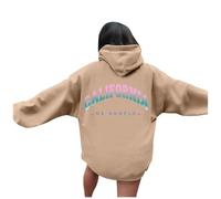 Sudadera casual con capucha para mujer, estampado divertido, sudadera con capucha de manga larga para el día a día, cómoda ropa de salón, mezcla suave de vikingo, caqui, XL