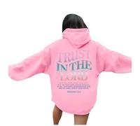 Sudadera casual con capucha para mujer, estampado divertido, sudadera con capucha de manga larga para uso diario, ropa de salón cómoda, mezcla suave, moda de verano para mujer 2022, Rosa., L