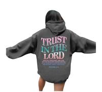 Sudadera casual con capucha para mujer, estampado divertido, sudadera con capucha de manga larga para uso diario, ropa de salón cómoda, mezcla suave, moda de verano para mujer 2022, gris, M