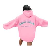 Sudadera casual con capucha para mujer, estampado divertido, sudadera con capucha de manga larga para el día a día, cómoda ropa de salón, mezcla suave de vikingo, Rosa., XL