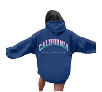 Sudadera casual con capucha para mujer, estampado divertido, sudadera con capucha de manga larga para el día a día, cómoda ropa de salón, mezcla suave de vikingo, azul, XXL