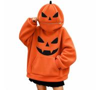 Sudadera casual de gran tamaño con capucha de calabaza para mujer, rosso, S
