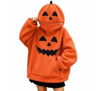 Sudadera casual de gran tamaño con capucha de calabaza para mujer, verde menta, L
