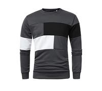 Sudadera casual de manga larga con cuello redondo para hombre, sudadera clásica y sencilla, color sólido, versátil, para golf, trabajo, moda, inteligente, para uso diario, gris oscuro, M