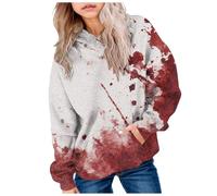 Sudadera casual de manga larga para niñas, linda sudadera sangrienta con bolsillo para Halloween, Rojo ladrillo, 120