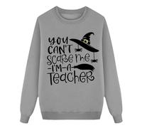 Sudadera casual para maestra de brujas de Halloween 2024, gris, XL