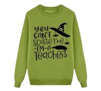 Sudadera casual para maestra de brujas de Halloween 2024, verde, XXL