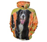 Sudadera Casual para Mujer Capucha Border Collie Motivo 3D Campos De Amapolas Invierno Manga Larga Pullover Deportes Sweatshirt con Bolsillo