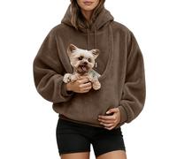 Sudadera casual para mujer genérica con capucha de manga larga con bolsa de transporte canguro, diseño elegante para dar cabida a gatos y perros durante tus salidas en plena naturaleza, marrón, XXL