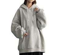 Sudadera casual para mujer, sudadera con capucha de manga larga de gran tamaño, cordón de ajuste, color sólido, sudadera holgada y cómoda para otoño e invierno, con bolsillos, ajuste moderno, color