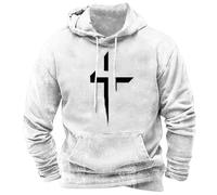 Sudadera Chaqueta Hombre con Capucha Sudaderas con Capucha para Hombres con Cruz Cristiana Chaqueta Deportiva Abrigo de Entretiempo Moda Camiseta de Manga Larga Camiseta Deportiva Abrigo Otoño Camisa